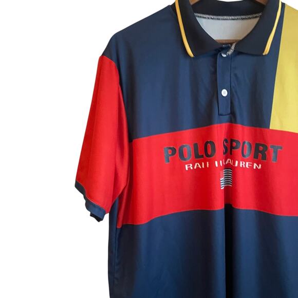 Ralph Lauren Polo Sport Mens Polo Shirt Color Block Logo Sport Soccer Athlete - Picture 6 of 9